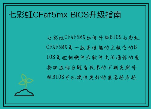 七彩虹CFaf5mx BIOS升级指南